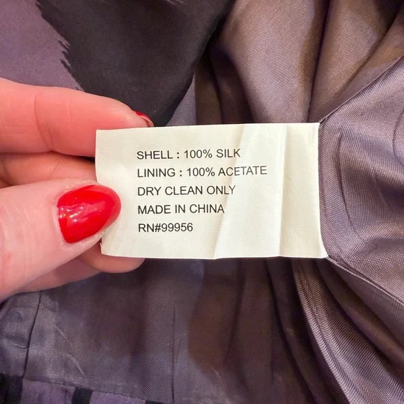 Shoshanna One Shoulder Black and Purple Silk Cocktail Dress - Picture 4 of 4